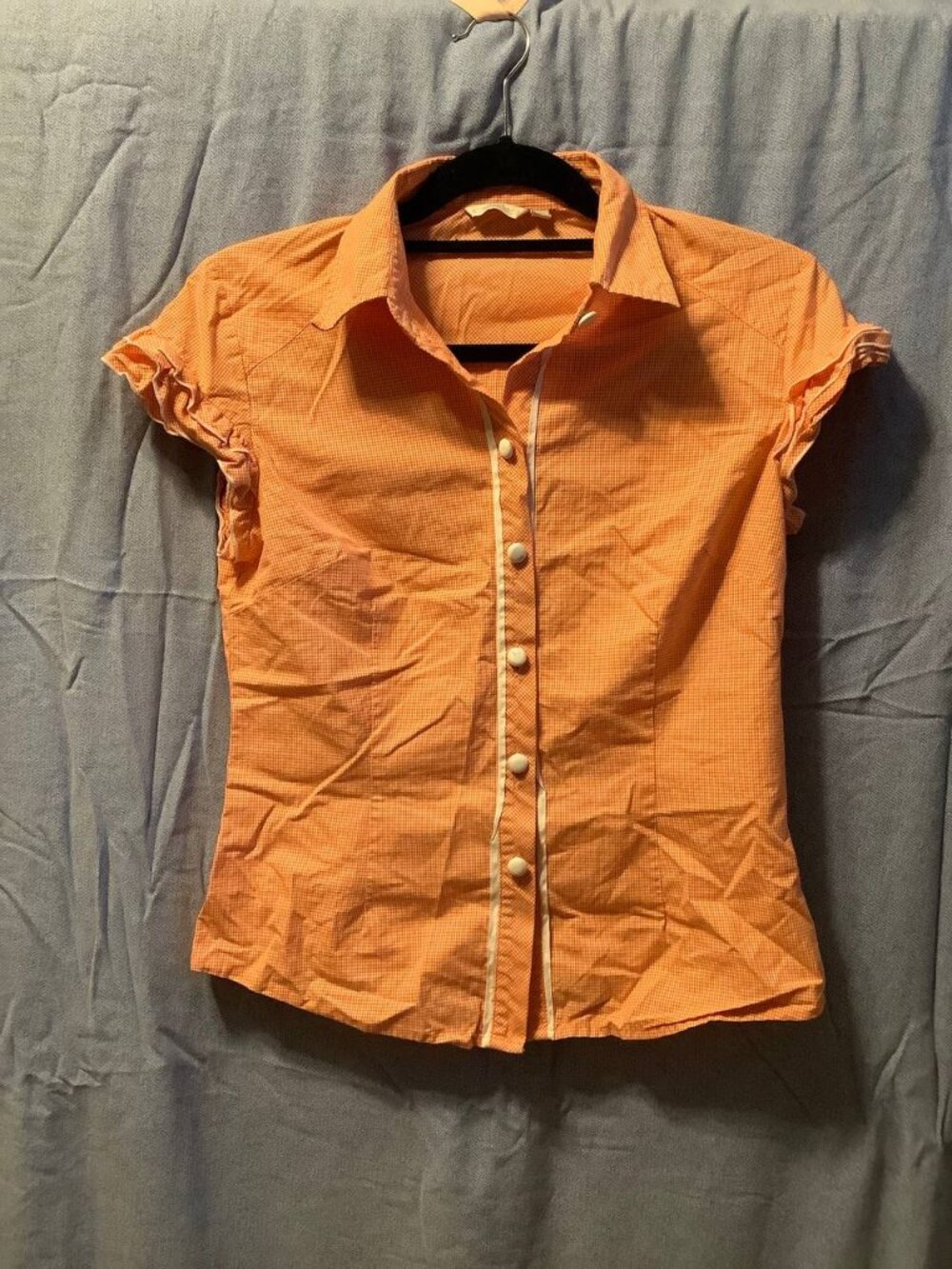 Atmosphere Orange Gingham Button Down Shirt